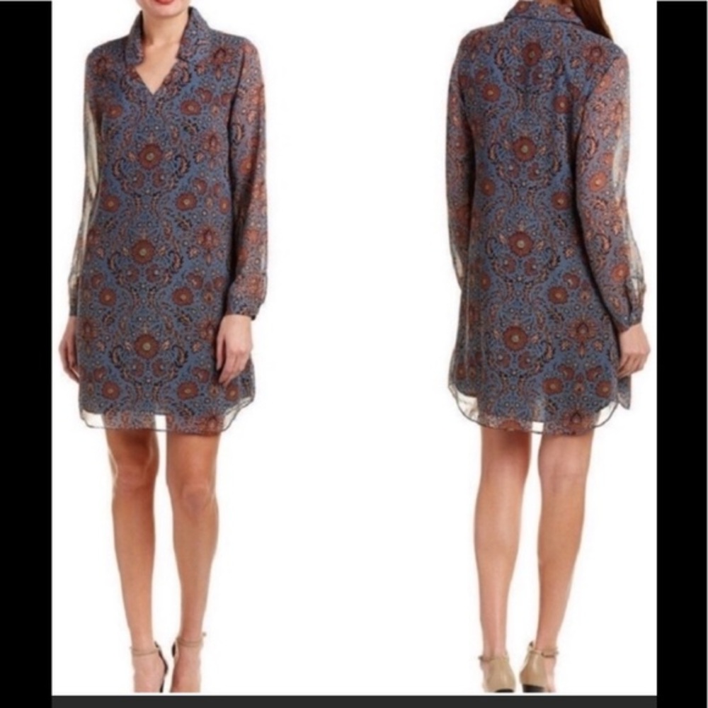 CAbi V Neck Collar Provincial Dress Lined